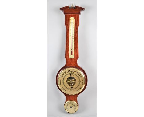A Modern Reproduction Aneroid Wheel Barometer with Thermometer, The Solent, 66cm Long 