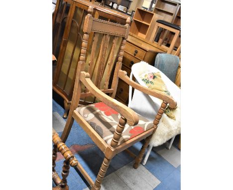 An Edwardian Oak Armchair with Bobbin Supports, In need of Tightening to Joints 