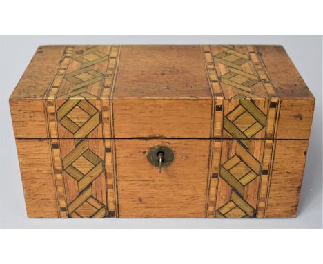 A 19th Century Banded Inlay Walnut Box, Formerly Two Division Tea Caddy, 20cm wide 