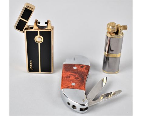 A Multitool Laguiole Penknife/Lighter Together with a Jobon Lighter and a Ronson Example (We Cannot Post Lighters) 