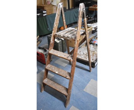 A Vintage Wooden Three Step Step Ladder 