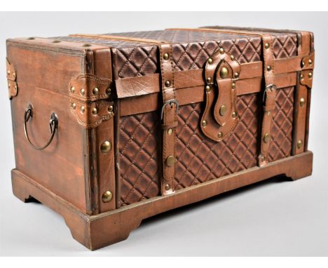 A Novelty Storage Box in the Form of a Leather Covered Traveling Trunk, 45cm Wide 