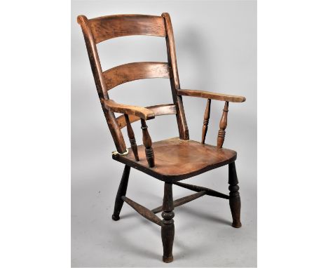 A Late 19th Century Ladder Back Armchair, Cut Down 