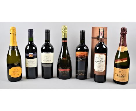 A Collection of Seven Bottles of Sparkling and Red Wine to Include Boxed Jacobs Creek Expedition 