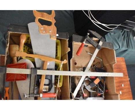 Two Boxes Containing Various Workshop Hand Tools 