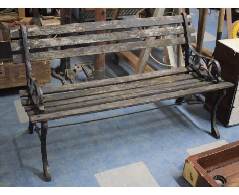 An Iron Framed Wooden Garden Bench, 120cm Long 