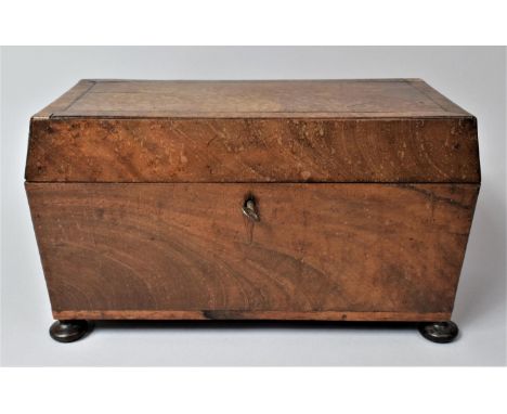 A 19th Century Mahogany Tea Caddy, the Hinged Lid Lifting to Reveal Two Tea Boxes and Centre Recess for Mixing Bowl, Lid is W