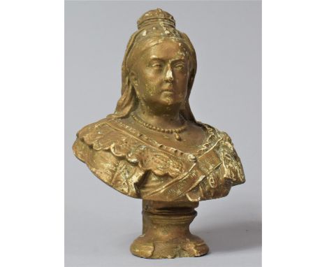 A Plaster Portrait Bust of Queen Victorian, Impressed Verso "Original in Possession of the Queen, R Belt, 1897", 14.5cm high 