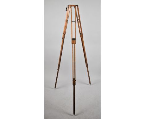 An Edwardian Theodolite or Level Tripod, with Adjustable Supports, Max 143cm 