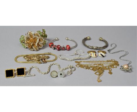 A Collection of Costume Jewellery to Include Butler and Wilson Style Floral Bangle, Pearl Mounted Floral Pendant on Chain, Ge