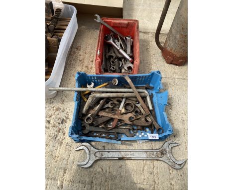 A LARGE ASSORTMENT OF SPANNERS AND A SOCKET RATCHET