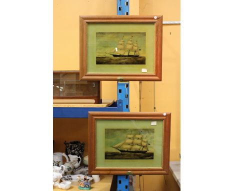A PAIR OF ANTIQUE REVERSE GLASS PAINTED MEZZOTINT PICTURES "THE WEST AUSTRALIAN" AND "CLIPPER SHIP SWIFT SURE 1326 TONNES"