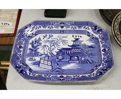 A BURLEIGH WARE WILLOW PATTERN LARGE PLATE