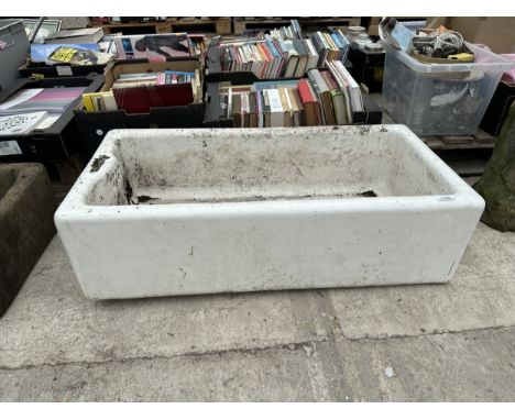 A LARGE WHITE BELFAST SINK/PLANTER