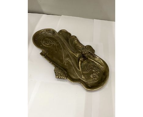 AN ART NOUVEAU MERMAID CENTREPIECE PEWTER EPERGNE TRAY