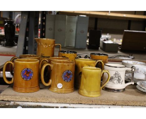 A QUANTITY OF TREACLE GRAZE MUGS TO INCLUDE LORD NELSON WARE, 'MANIKIN CIGARS GOLDEN JUBILEE 1927-1977', A PETER DAWSON WHISK