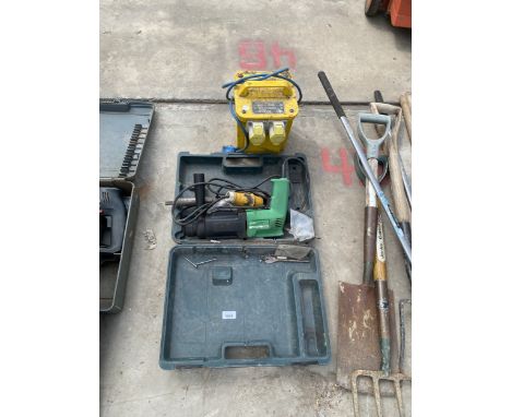 AN HITACHI 110V DRILL AND A 110V TRANSFORMER