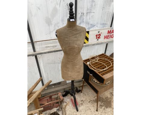 A VINTAGE R D FRANKS DRESS MANNEQUIN WITH TRIPOD STAND