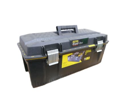 Stanley Fat Max 28" heavy duty carry tool box containing selection of hand tools.