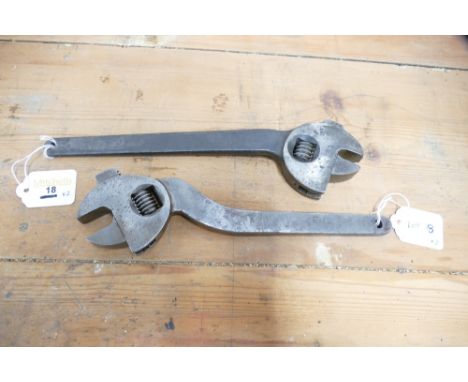 Vintage S shaped adjustable spanner wrench and Clyburn "The Original no4" cranked arm adjustable spanner wrench.