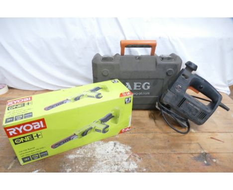 Ryobi one+ 18v file sander (body only), AEG BS12c2 cordless drill with 2 12v batteries and charger in box and Black & Decker 