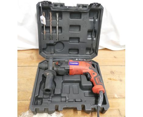 Boxed Duratool 240v corded SDS rotary drill with 3 SDS drill bits.