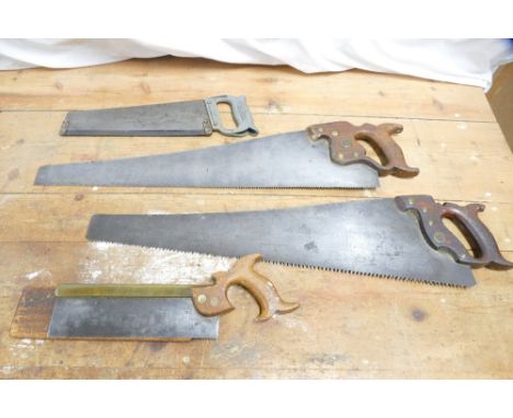 4 Vintage hand saws that include Eclipse n055 tenon saw, WhatCo tenon saw etc.