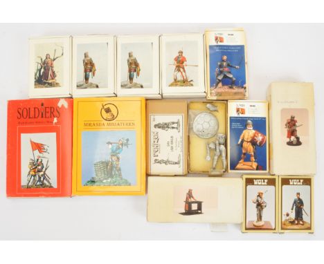 Angel Miniatures, Denizen, Hussar &amp; Similar - A Mixed Scale Group of Boxed Lead Figure Kits. Includes Medieval with other