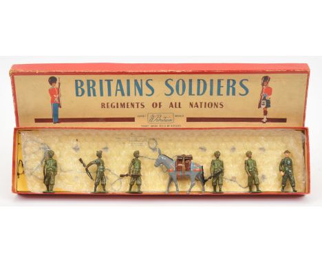 Britains - Set No. 1893 'Indian Army Service Corps', Boxed. 1946 version. Conditions generally appear Good Plus to Excellent 