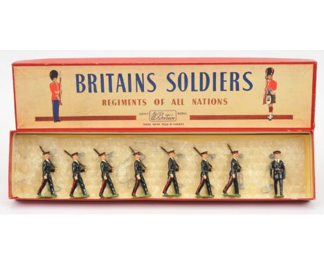 Britains - Set No. 2030 'Australian Army Infantry, Blue Ceremonial Dress', Boxed. 1949 version. Conditions generally appear E