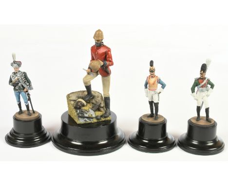 Tradition - A Group of Large-Scale Military Figures. Comprising: 3 x Tradition 100mm-scale, lead, Napoleonic figures on plint