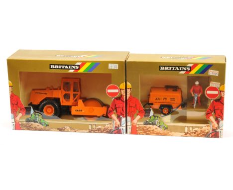 Britains, a boxed Pair of Autoway Sets. Includes 9940 Atlas Copco Compressor &amp; 9912 Dynapac CA25 Road Roller. Condition a