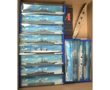 Minic Ships, Chad Valley &amp; Similar, a Collection of Battleship Collectibles. Includes RMS Queen Mary, HMS Vanguard, USS M