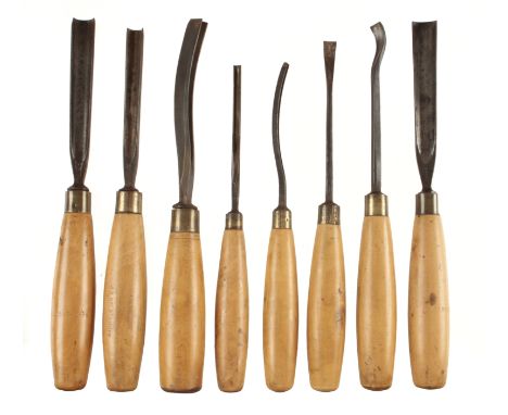 A set of 8 carving tools by SORBY with boxwood handles G++ 