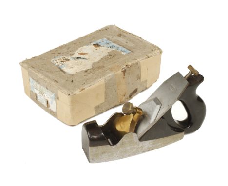 A little used late model NORRIS A5 smoother with engine turned sides 85% orig Norris iron remains, in orig poor box with orig