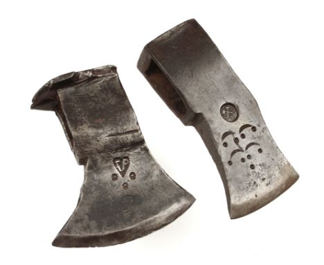 An early axe head with C.G.N. and Crossed Hammers mark and another with P.P. in Heart mark G