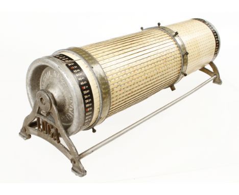 A 24" LOGA Zurich Calculator, a large cylindrical slide rule on aluminium  stand, the papered covered drum has 60 logarithmic