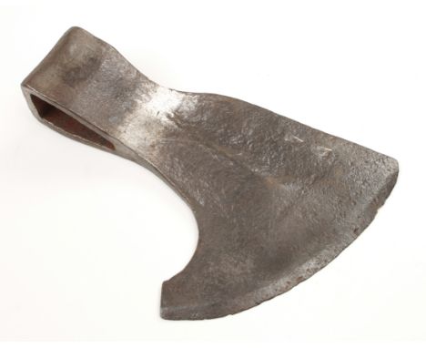 A shapely French R/H side axe head with touch marks and 8" edge, fine repair G+