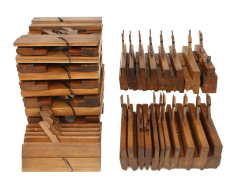 An incomplete 46 piece kit of joiners beech planes by HIELDS Nottingham comprising 30 of 38 moulding planes Nos 2 to 20 (lack