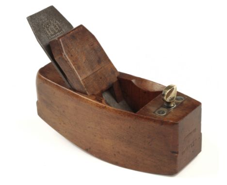 A beech compass plane by G DAVIS with brass adjuster G+