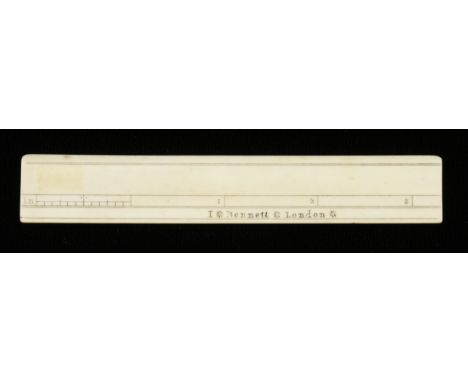 An early 4 1/2" ivory scale rule by I. BENNETT London (1713-1770) G++ DAW