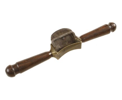 An early brass handrail topping shave with rosewood handles G