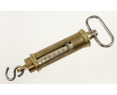 A rare heavy duty SALTER'S Patent brass with German silver scale to weigh 100 lbs G++