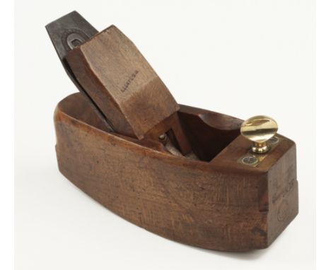A beech compass plane by D KIMBERLEY with screw adjuster G+