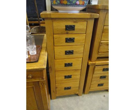Modern Oak Pillar Chest of 6 Drawers, 53x141cm, 117cm h