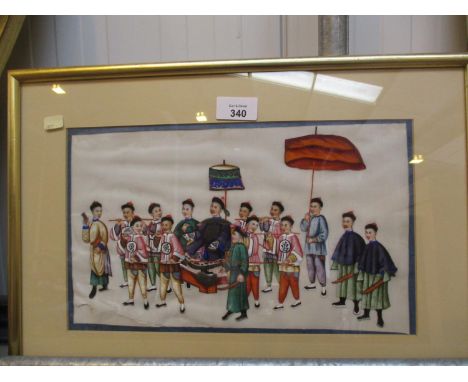 Chinese Painting of a Procession, 19x32cm