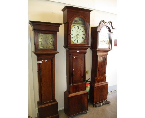 19th Century Mahogany 8 Day Longcase Clock with Painted Dial with Pendulum, no Weights