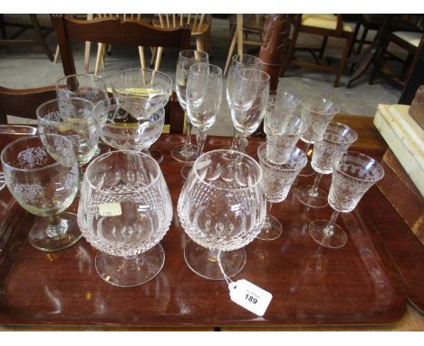 Pair of Waterford Crystal Brandy Goblets and Other Glasswares