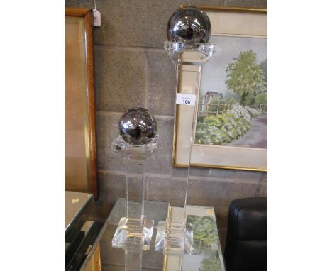 Kenneth Turner London Glass Candlesticks, 45 and 25cm