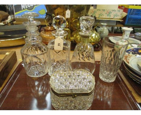 Three Decanters, Tumbler and Trinket Box